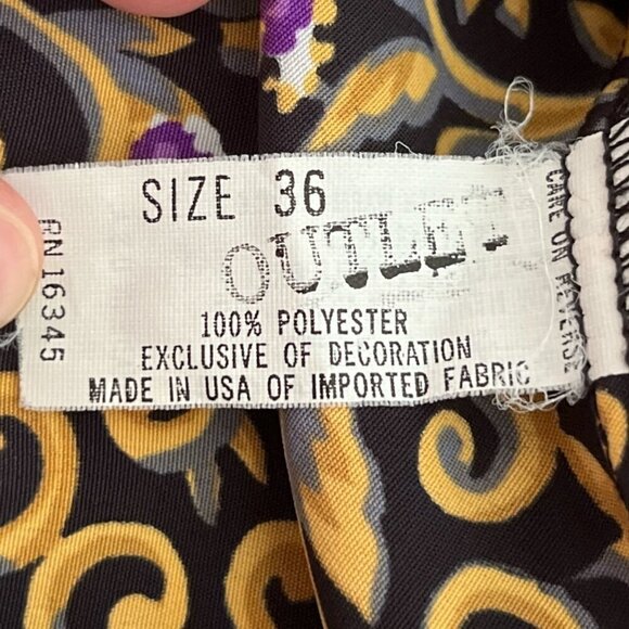 VFM Womens VTG Camisole Tank Size 36 Black Gold Printed Renaissance Victorian - Picture 6 of 8